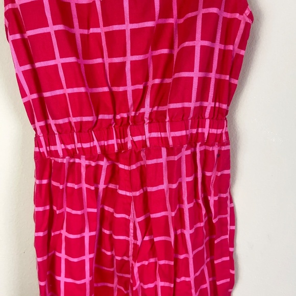 Lucy & Yak Jumpsuit Button Sz XS Sleeveless Flower Geometric Pink Pockets - Picture 9 of 15